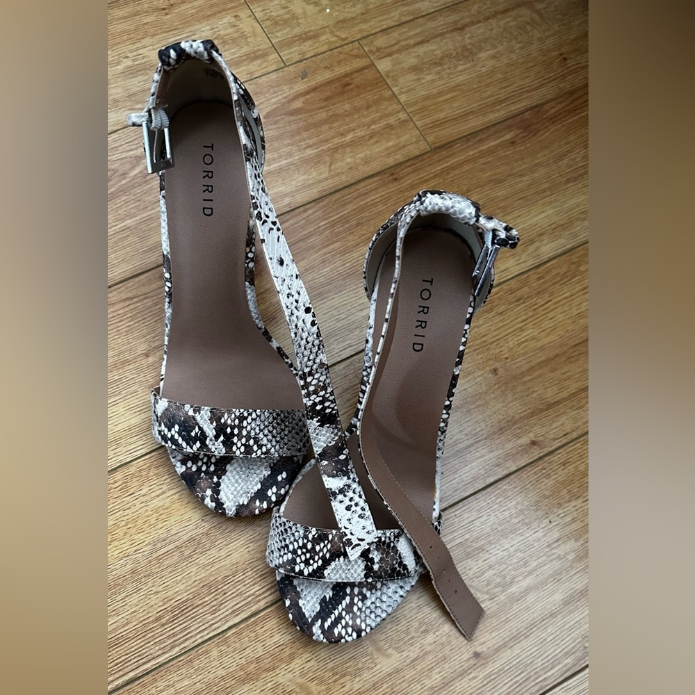 Faux Snakeskin Torrid Wide Fit Strap Heels